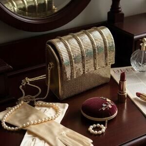 Vintage Whiting & Davis Mesh Evening Shoulder Bag Gold